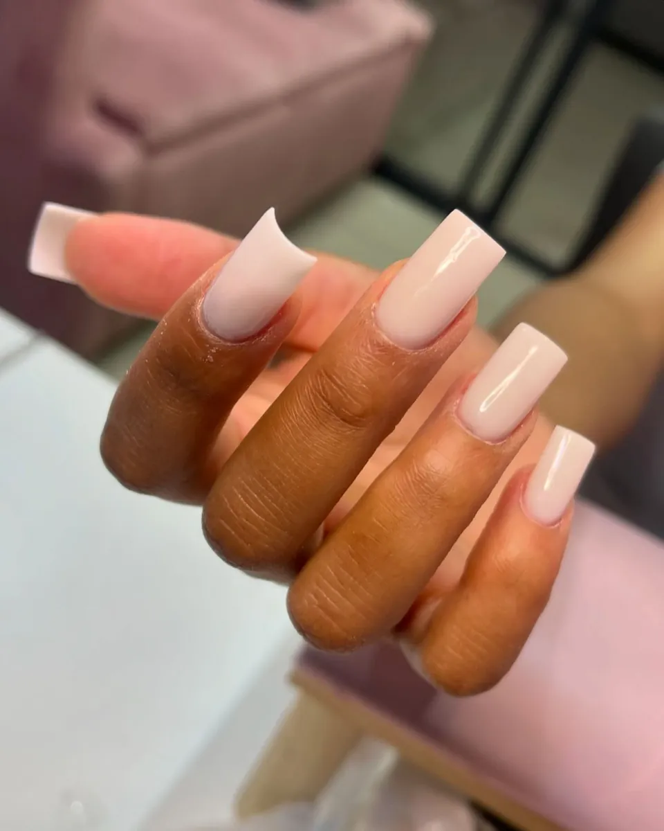 Long square, sheer nude